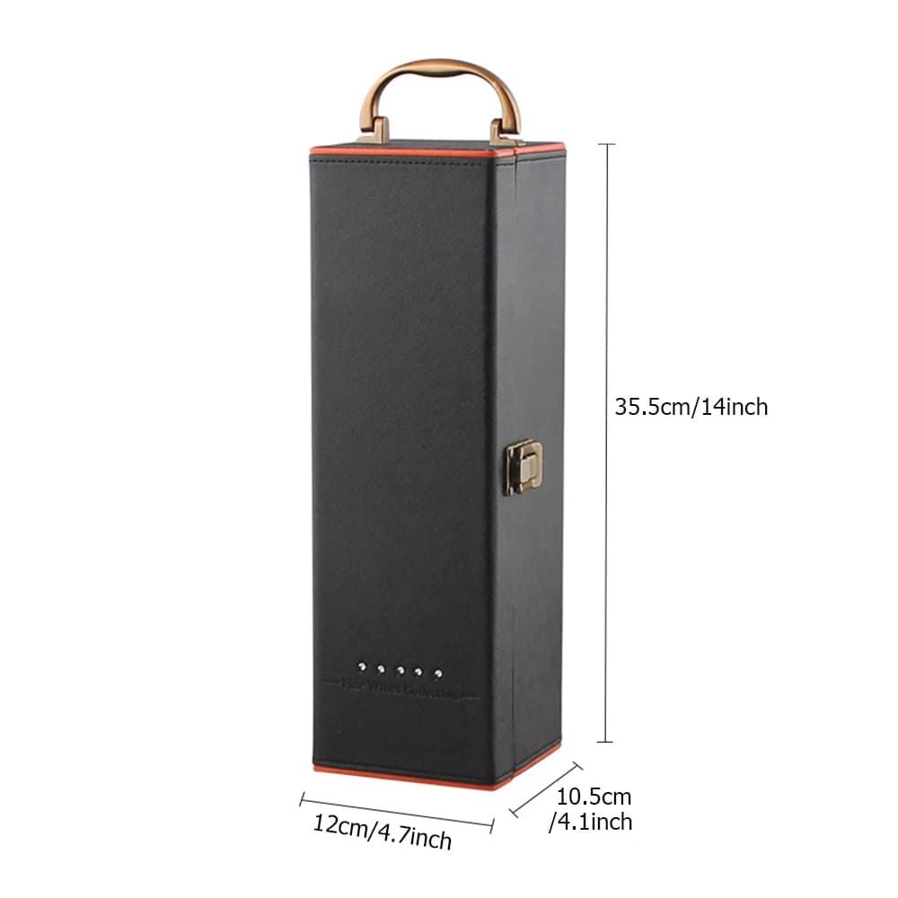 Single Wine Bottle Gift Box with Accessories Set, Portable Carrying Case Bottle Holder with Tools and Handle for Party, Home