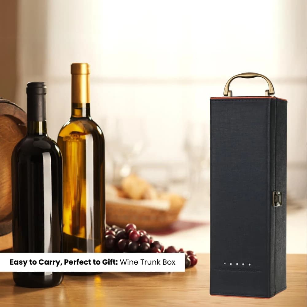 Single Wine Bottle Gift Box with Accessories Set, Portable Carrying Case Bottle Holder with Tools and Handle for Party, Home