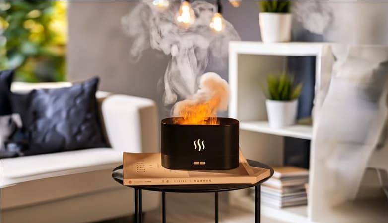 Odkryj NAWILŻACZ POWIETRZA Dyfuzor OGIEŃ KOMINEK LED 20m2 