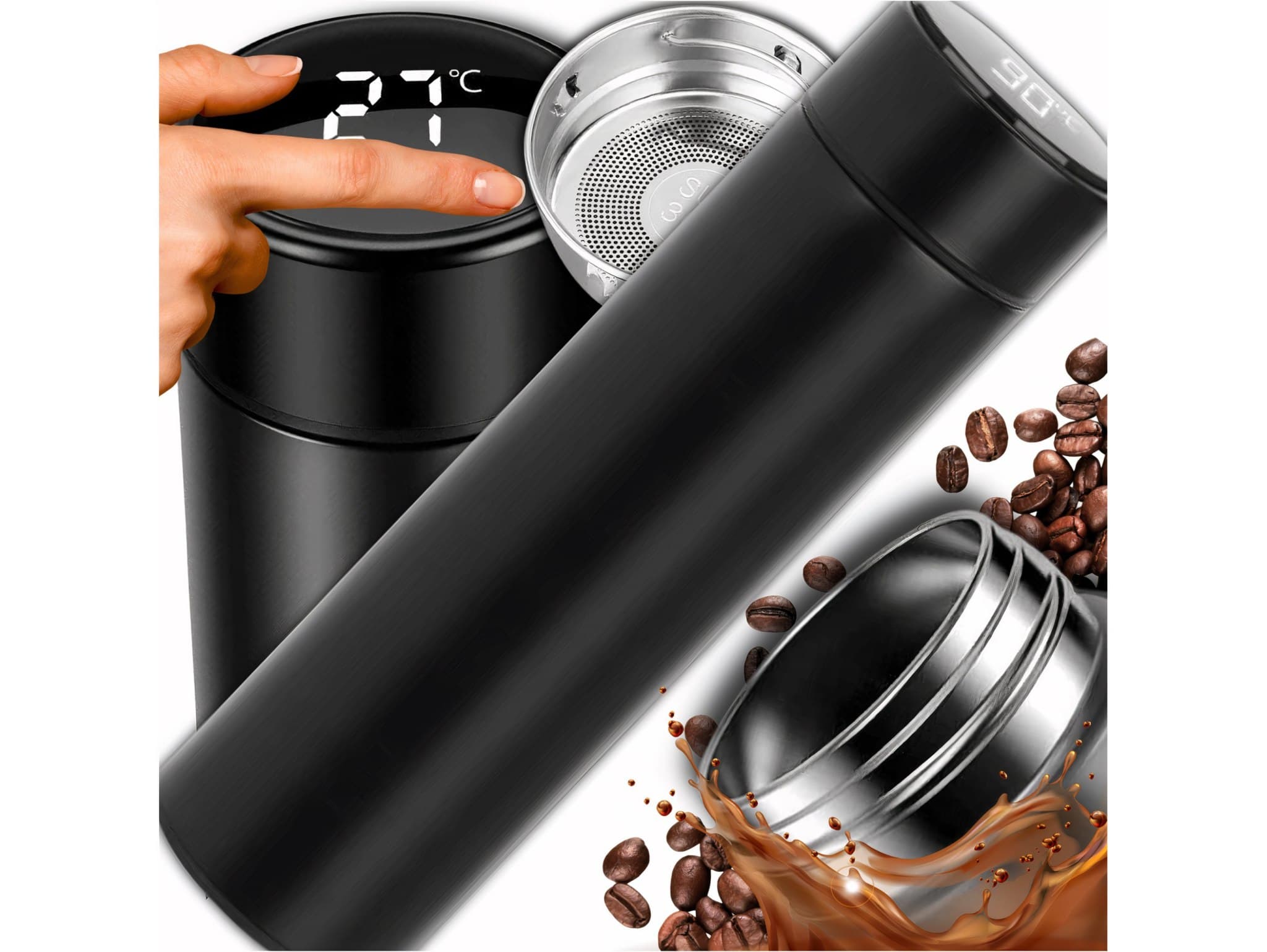Kubek termiczny termos na kawę herbatę z wyświetlaczem led